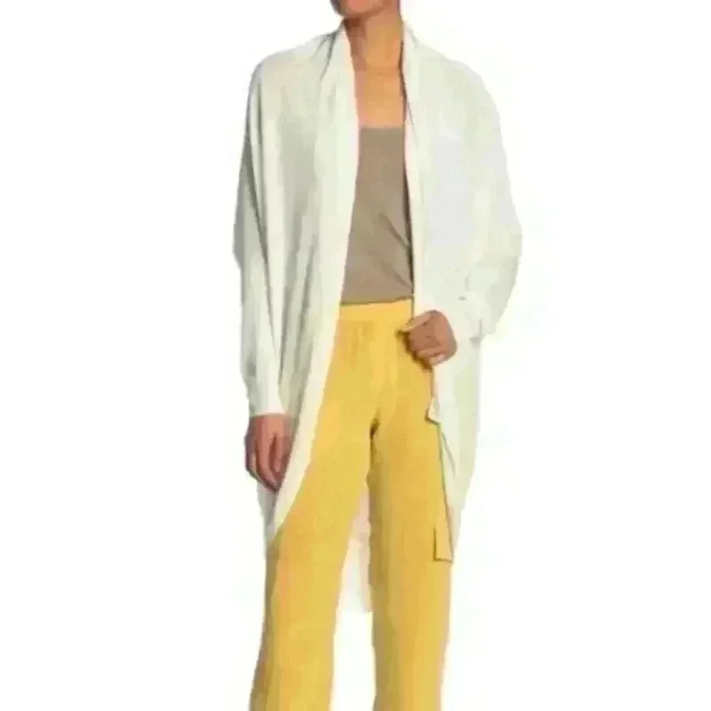 Theory long curved hem cardigan linen blend M/L